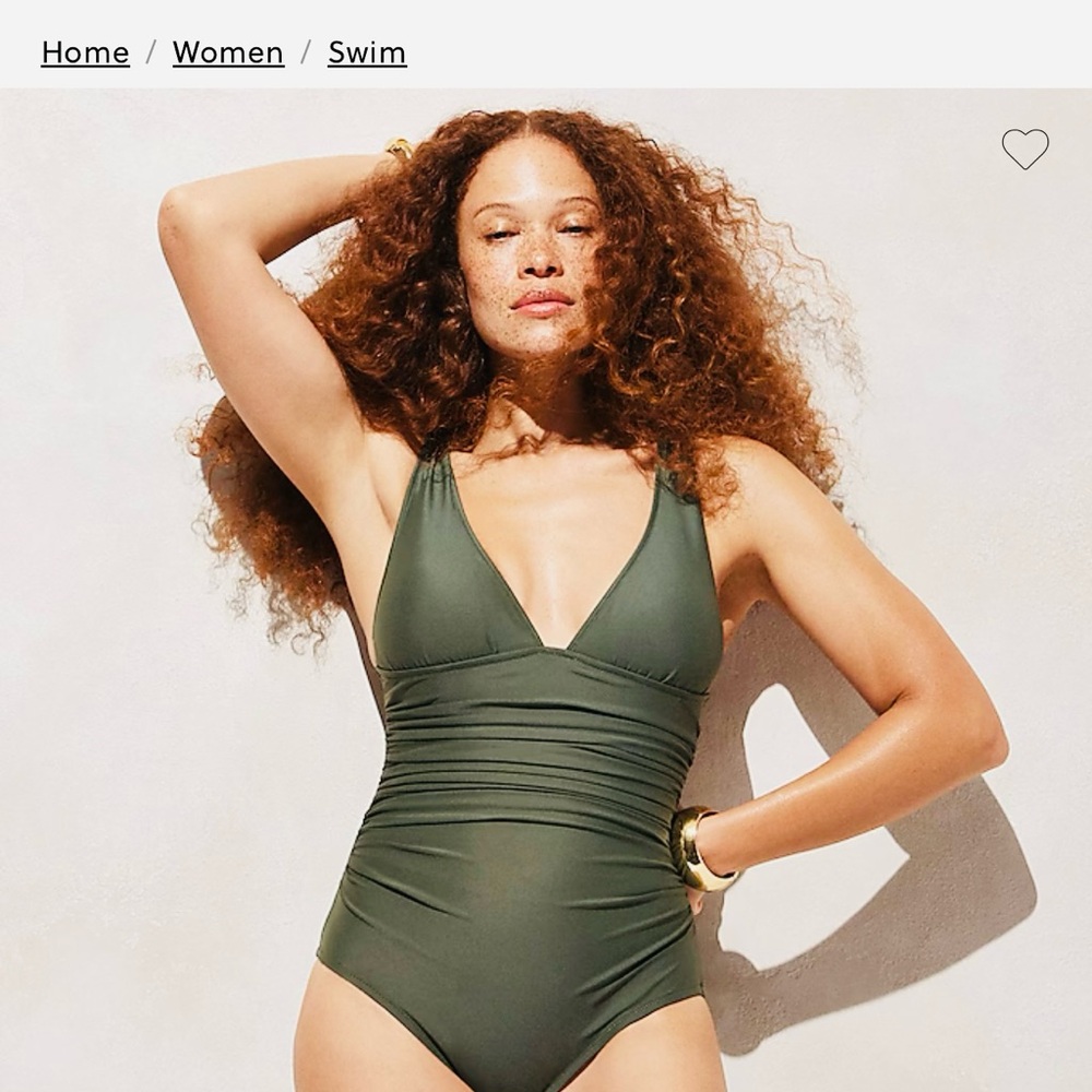 J. Crew Deep Green One-Piece Swimsuit